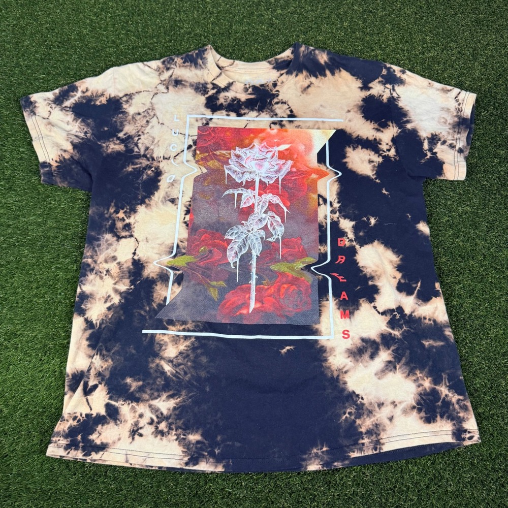 Popular Poison Lucid Dreams Rose Tie Dye Graphic T-Shirt Mens XL Black Tan